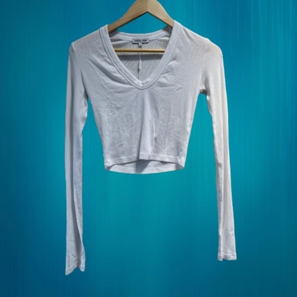 NEW Cotton Citizen‎ Verona Crop Ribbed Shirt White Medium
